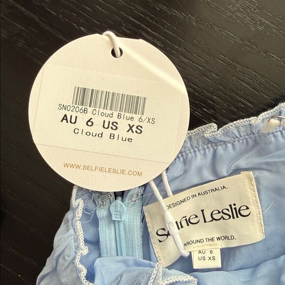 Selfie Leslie Maidens Tie Accent Maxi Dress Cloud Blue XS NWT - Picture 8 of 8